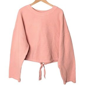 ❤️Fabletics Waffle Knit Open Back Pink Anna Textured Cropped Sweatshirt Salmon L